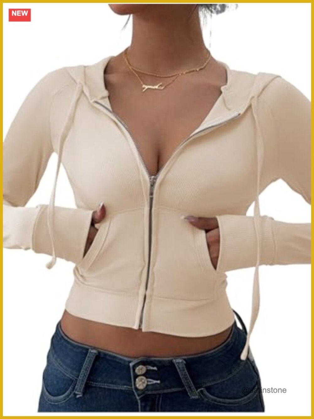 Slim Fit Y2k Ribbed Knit Crop Zip Up Hoodie Long Sleeve Sweatshirt